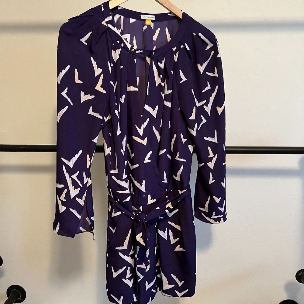Leifsdottir Purple & White Scattered Wings Shorts Romper 4